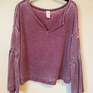 Free People purple/burgundy waffle knit shirt.